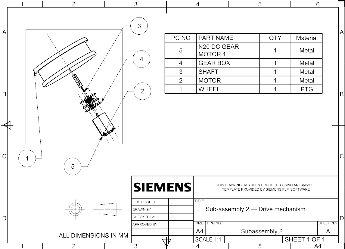 Drive mechanism sub-assembly drawing